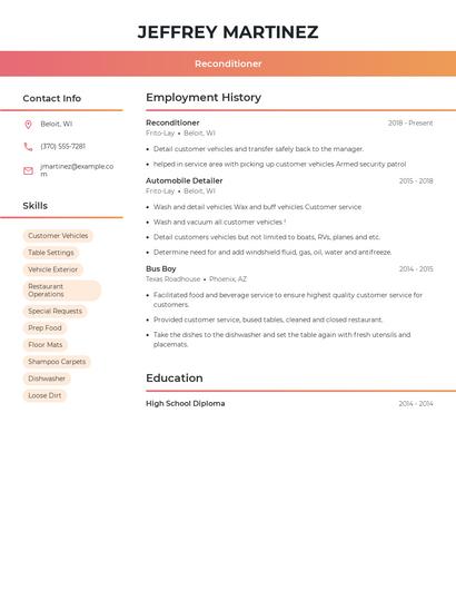 Reconditioner Resume