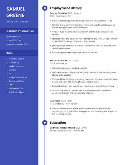 Record Producer Resume