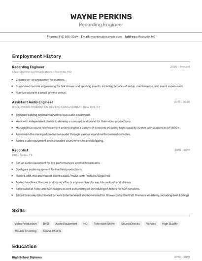 Resume example 2