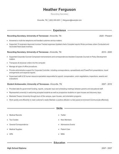 Resume example 1