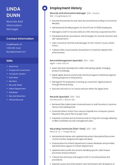 Records And Information Manager Resume