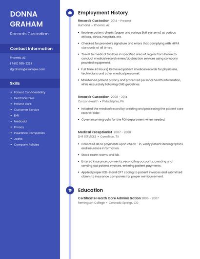 Records Custodian Resume