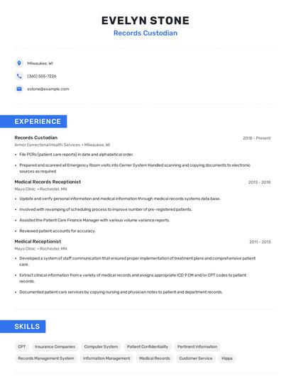 Records Custodian Resume