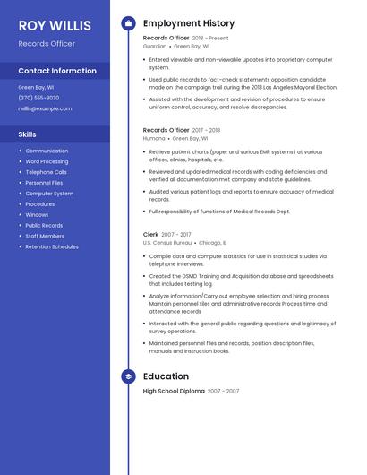 Records Officer Resume