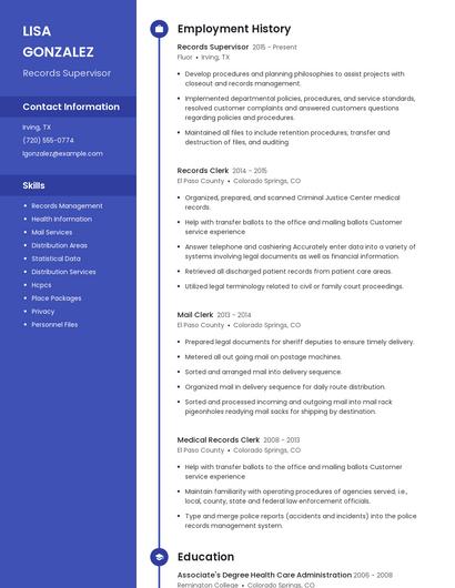 Records Supervisor Resume