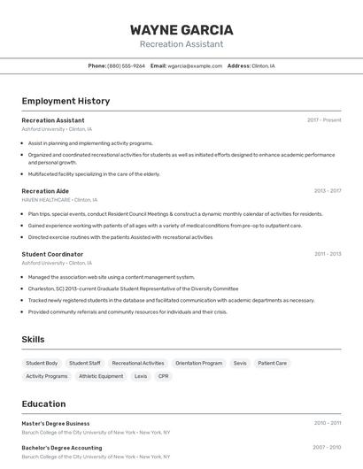 Resume example 2