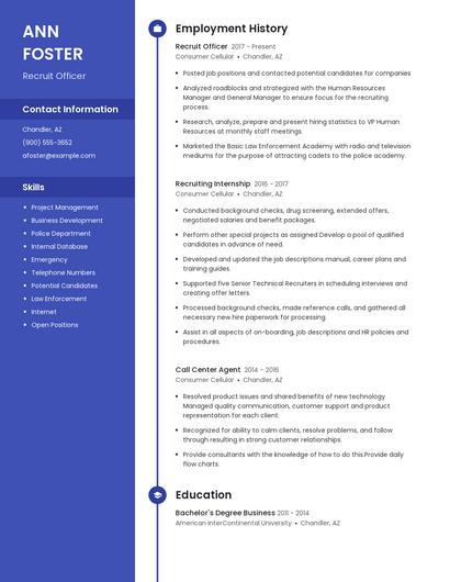 Recruit Officer Resume