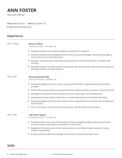 Recruit Officer Resume