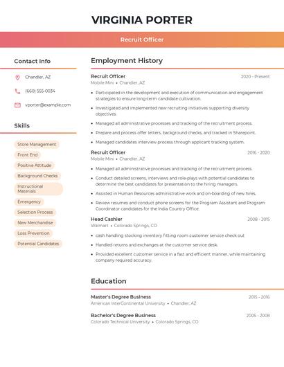 Recruit Officer Resume