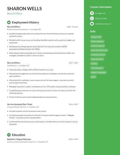 Recruit Officer Resume