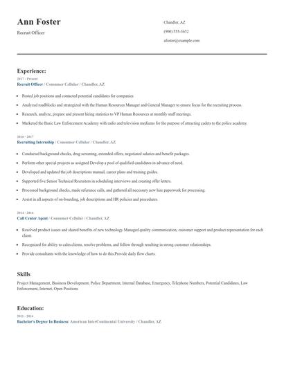 Recruit Officer Resume