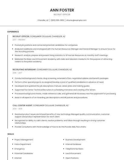 Recruit Officer Resume