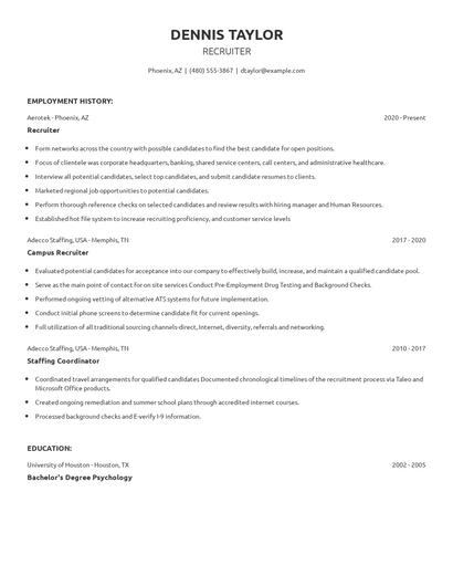 Recruiter Resume