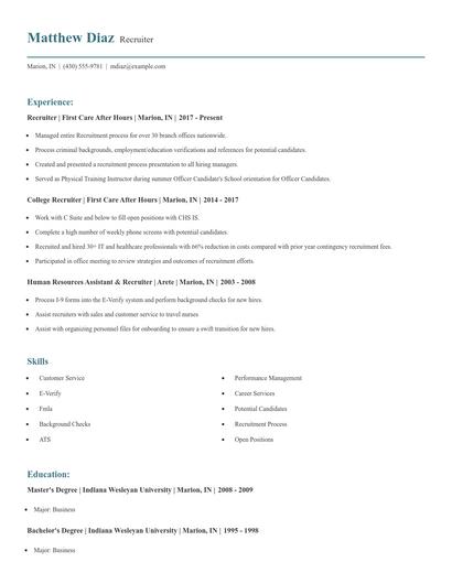 Recruiter Resume