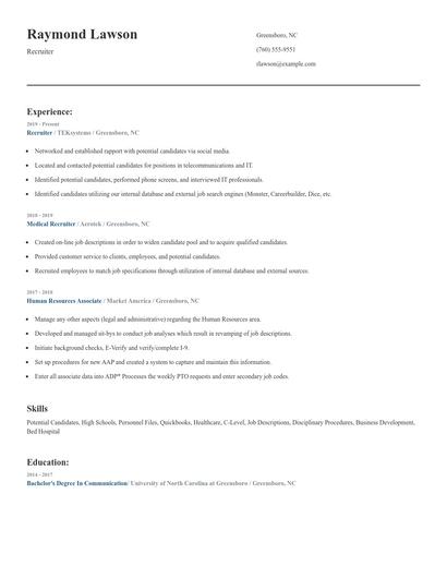 Recruiter Resume