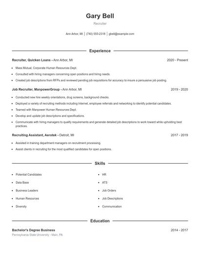 Recruiter Resume