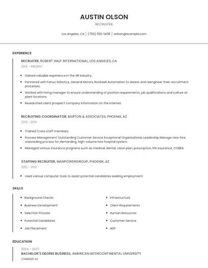 Recruiter Resume