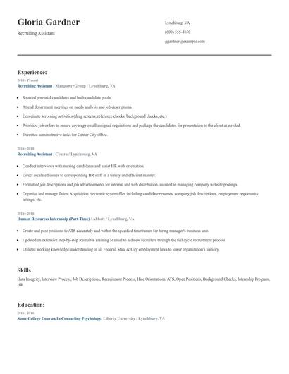 Recruiting Assistant Resume
