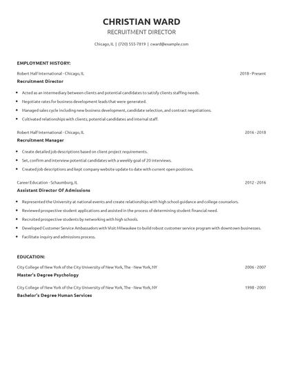 Recruitment Director Resume