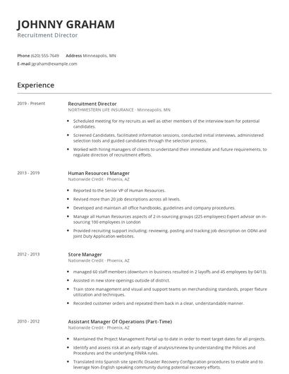 Recruitment Director Resume