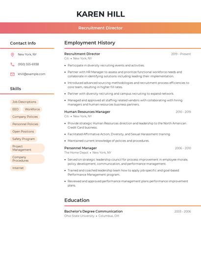 Recruitment Director Resume