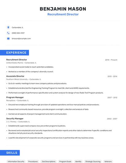 Recruitment Director Resume