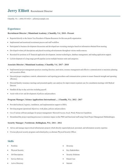 Recruitment Director Resume