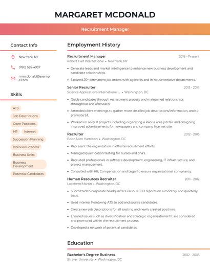 Recruitment Manager Resume