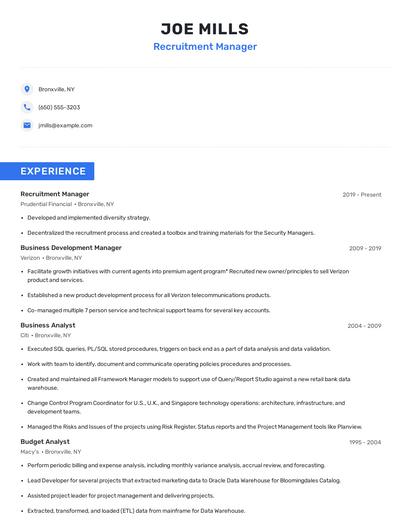 Recruitment Manager Resume