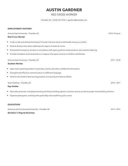 Red Cross Worker Resume