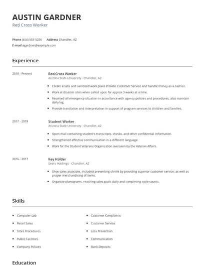 Red Cross Worker Resume