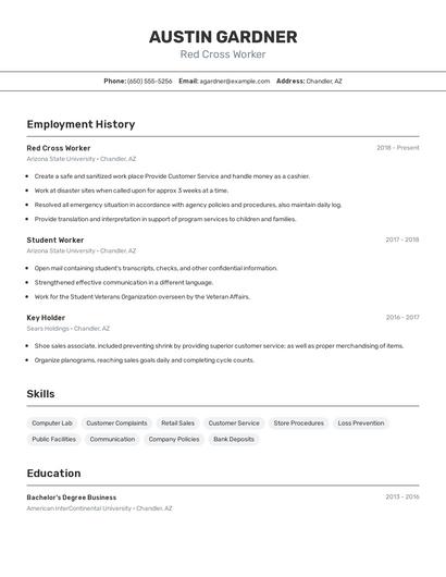 Red Cross Worker Resume