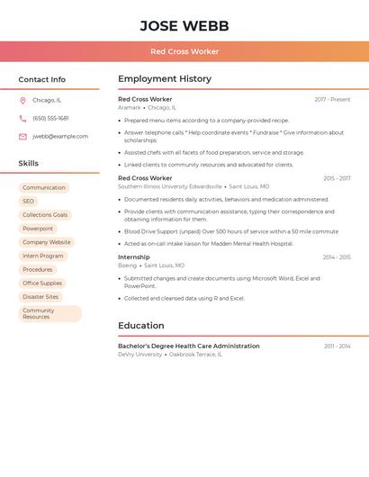 Red Cross Worker Resume
