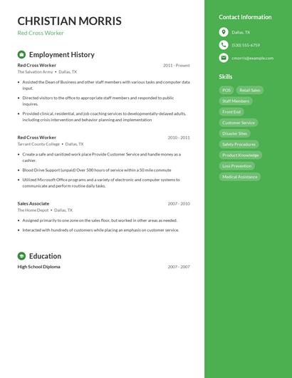 Red Cross Worker Resume
