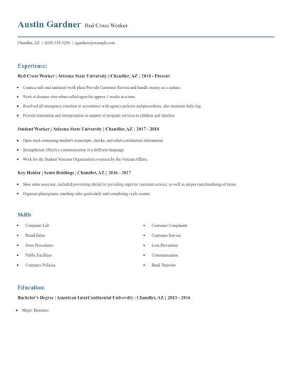 Red Cross Worker Resume
