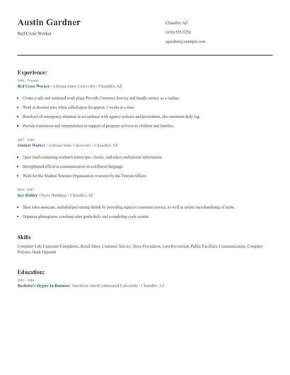 Red Cross Worker Resume