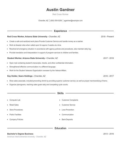 Red Cross Worker Resume