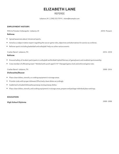 Referee Resume