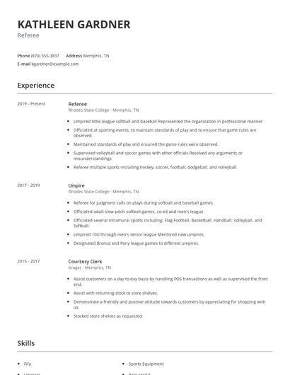 Referee Resume