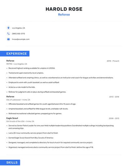 Referee Resume