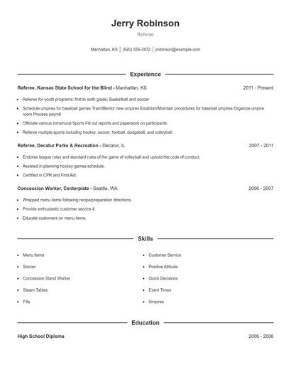 Resume example 1
