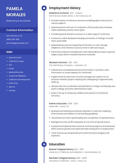 Reference Archivist Resume