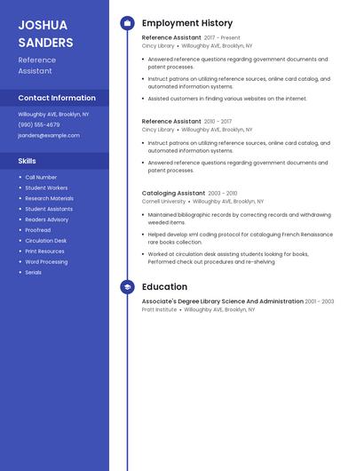 Reference Assistant Resume
