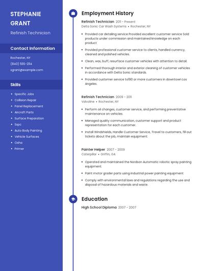 Refinish Technician Resume