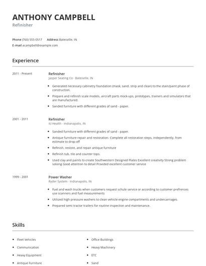 Refinisher Resume