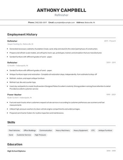 Refinisher Resume
