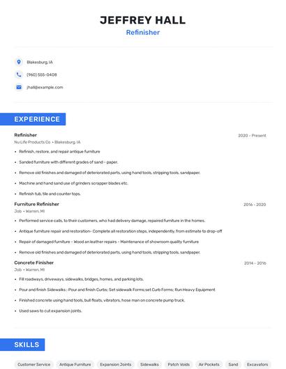Refinisher Resume