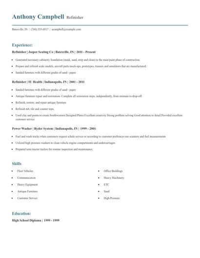 Refinisher Resume
