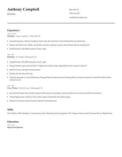 Refinisher Resume