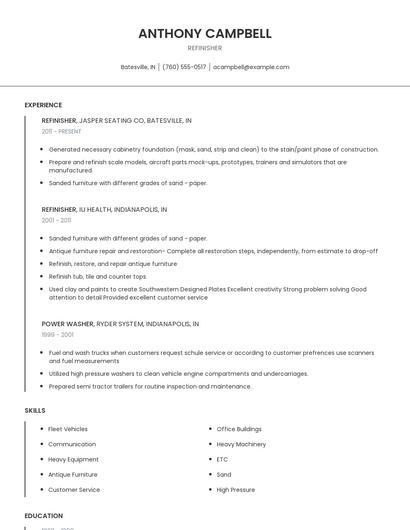 Refinisher Resume
